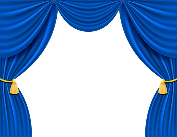 Azul cortina teatral para la ilustración vectorial de diseño — Vector de stock