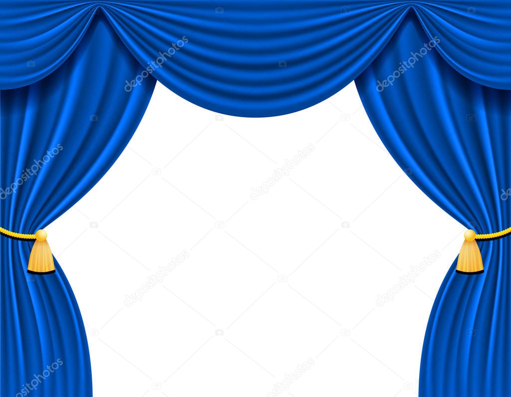 blue theatrical curtain for design vector illustration