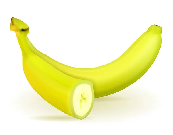 Banane jaune mûr et une illustration vectorielle verte — Image vectorielle