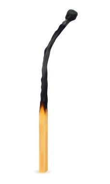 Tahta yanmış ve soyu tükenmiş kibrit vektör çizimi