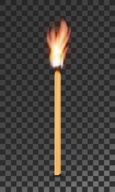 Alev vektörü çizimi ile yanmış ahşap kibrit yakma