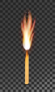 Alev vektörü çizimi ile yanmış ahşap kibrit yakma