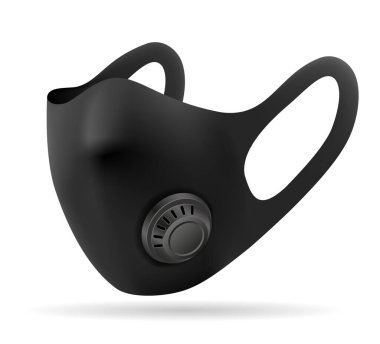 Hastalıklara karşı korunmak için tıbbi solunum maskesi ve hava yoluyla bulaşan damlacıklar, beyaz arka planda izole edilmiş vektör çizimleri.