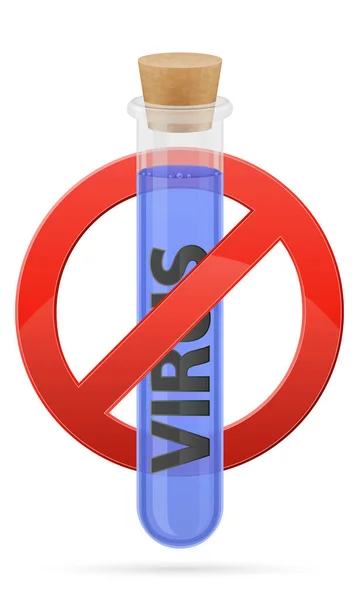 Virus Dans Vaccin Éprouvette Coronavirus Covid Illustration Vectorielle Isolé Sur — Image vectorielle