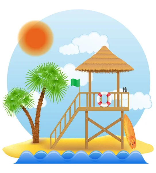 Beach Lifeguard Tower Drowning People Vector Illustration Isolated White Background — Stock Vector