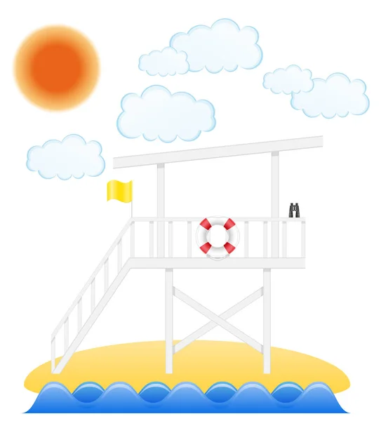 Rettungsschwimmturm Strand Ertrinkende Retten Vektor Illustration Isoliert Auf Weißem Hintergrund — Stockvektor