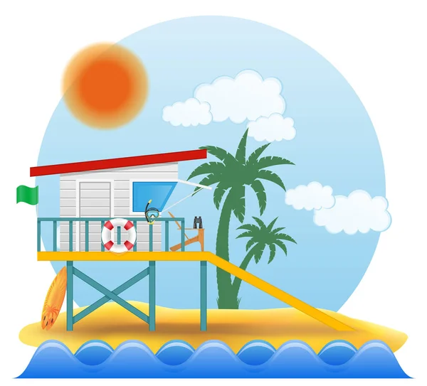 Praia Salva Vidas Torre Para Salvar Afogamento Pessoas Vetor Ilustração — Vetor de Stock