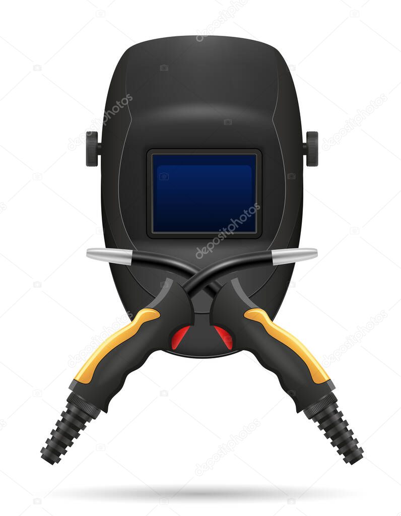 protective mask for welders and equipment for gas welding vector illustration isolated on white background
