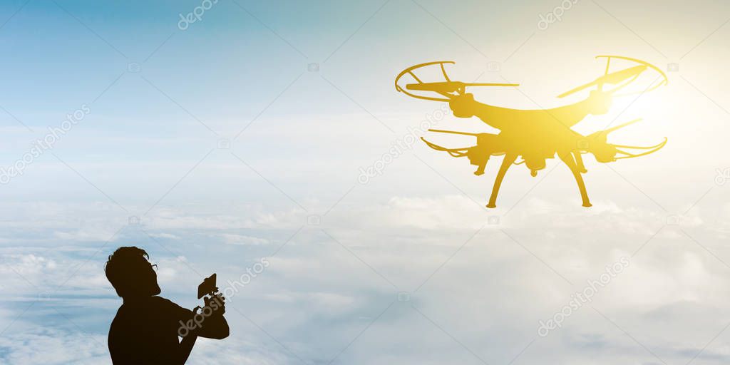 drone flight silhouette