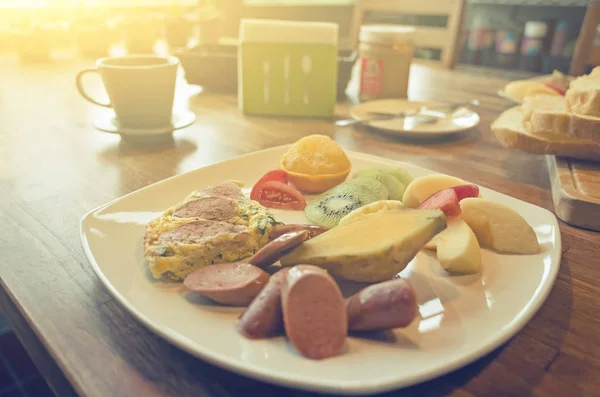 Frühstück Auf Dem Tisch Morgen — Stockfoto