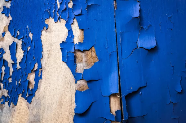 Planches de bois altérées mur en couleur bleue — Photo