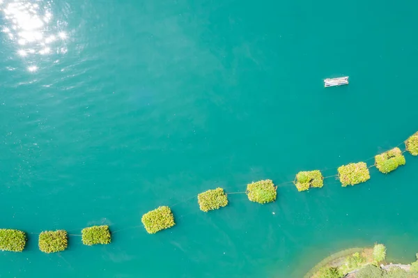 Вид с воздуха на знаменитый пейзаж озера Солнечная Луна — стоковое фото