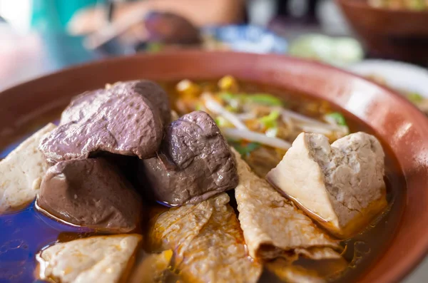 Taiwanese snacks of spicy pork blood hot pot