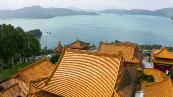 Wenwu tempel i Sun Moon Lake — Stockvideo