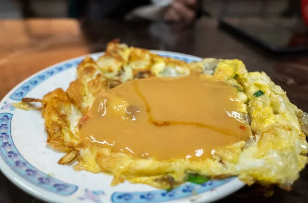 Lanche taiwanês de omelete de ostra — Fotografia de Stock