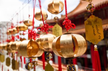 Yuchi at Sun Moon Gölü yakınlarındaki Wenwu Tapınağı dilek duvarı