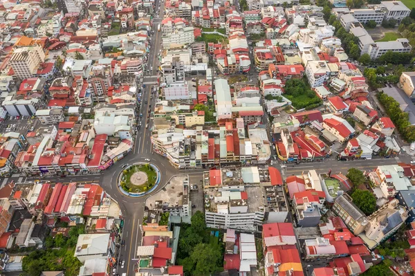 Pôr do sol paisagem vista aérea da cidade de Puli — Fotografia de Stock