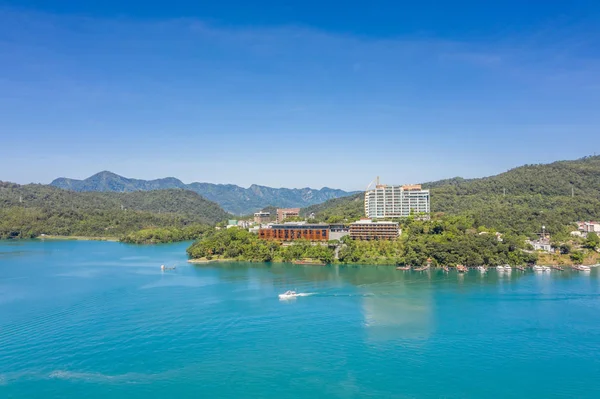 Ünlü Sun Moon Lake manzara havadan görünümü — Stok fotoğraf