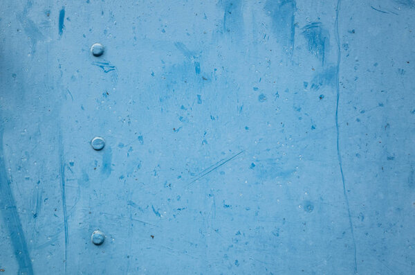 Background of rusty metal dirty wall in blue color