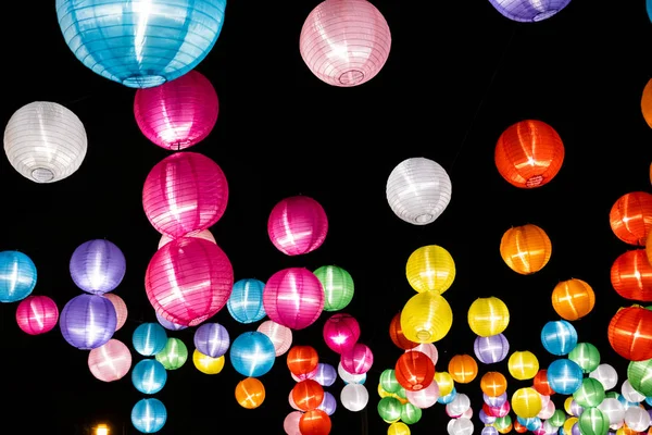 Colorful Lantern Hanging Night Chinese New Year — Stock Photo, Image