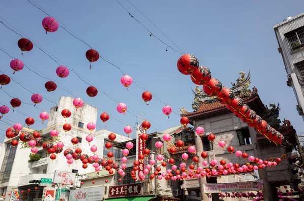 Чіаї Тайвань Лютого 2020 Храм Ченг Хуан Червоними Ліхтарями Небі — стокове фото