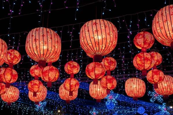 Taichung City Taiwan Feb 19Rd 2020 Lantern Festival Tourists Lanterns — Stock Photo, Image