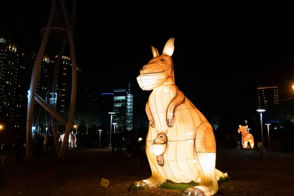 Taichung City Taiwan Fevereiro 2020 Festival Lanternas Com Turistas Lanternas — Fotografia de Stock