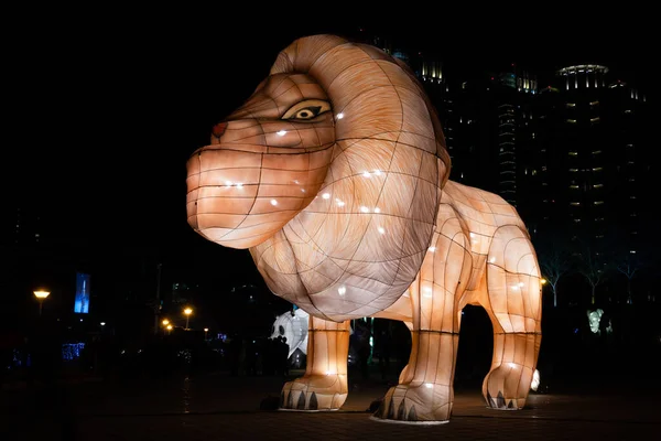 Taichung City Taiwan Fevereiro 2020 Festival Lanternas Com Turistas Lanternas — Fotografia de Stock