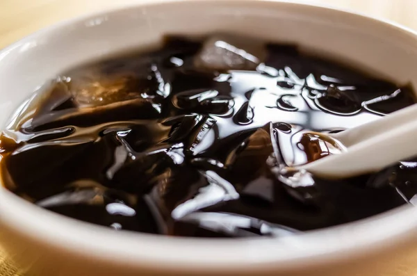 traditional Taiwanese snacks of mesona black herbal tea in a bowl