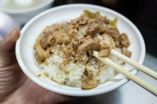 Taiwanese snacks of Chinese braised pork on rice