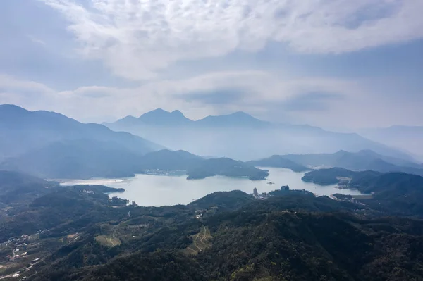Widok Lotu Ptaka Jezioro Sun Moon Nantou Tajwan — Zdjęcie stockowe
