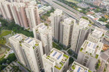 Banqiao, Tayvan - 20 Ekim 2019: Banqiao, New Taipei City, Tayvan ile sabah manzarası