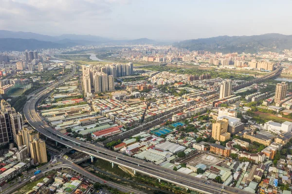 Banqiao Taiwán Octubre 2019 Vista Aérea Del Paisaje Urbano Matutino — Foto de Stock