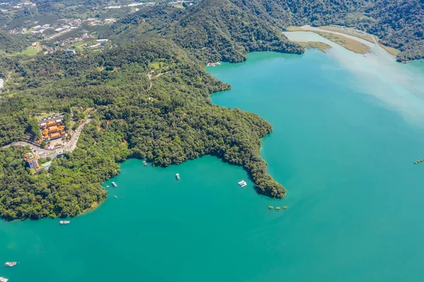 Letecký Pohled Slavnou Krajinu Sun Moon Lake Nantou Tchaj Wan — Stock fotografie