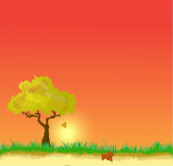 Paysage vectoriel avec feuilles d'automne — Image vectorielle