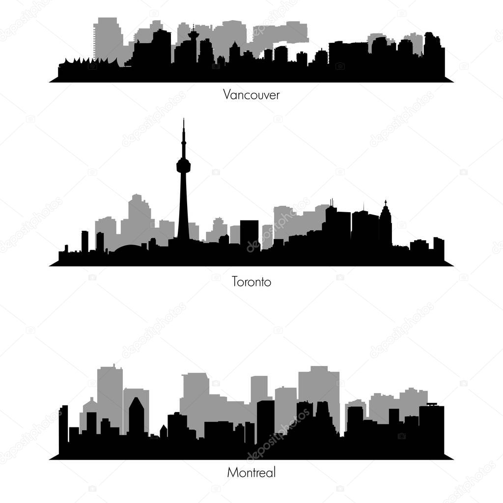 Collection ef vector Canadian cities skylines