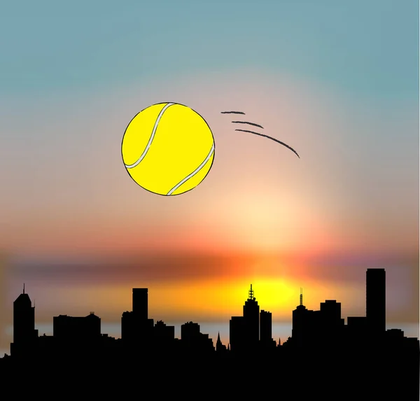 Melbourne, Australie concept de tennis avec skyline — Image vectorielle