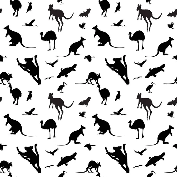 Bezešvé pozadí s australskými zvířaty — Stockový vektor