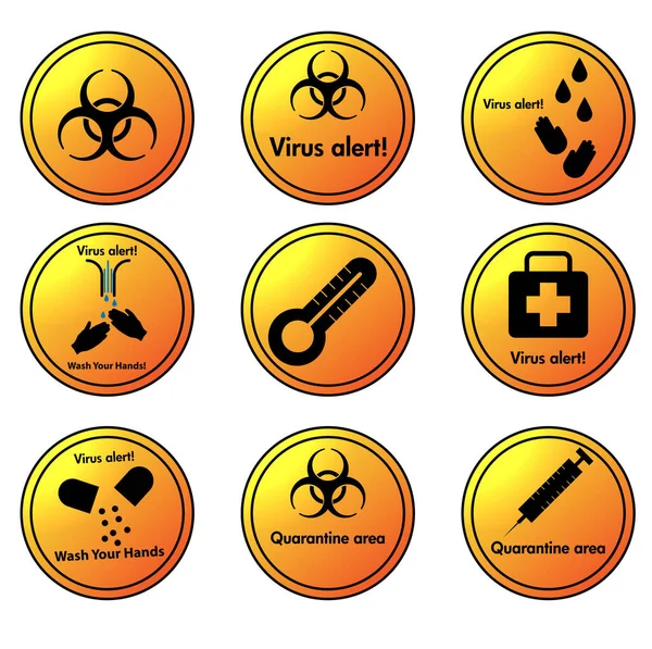 Ensemble d'icônes circulaires d'alerte de virus vectoriel — Image vectorielle