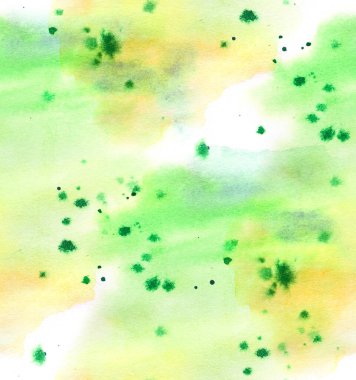 Suluboya, elle çizilmiş arka plan. Yeşil ve sarı