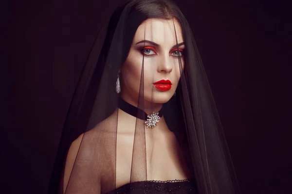 Halloween vampiro donna ritratto — Foto Stock