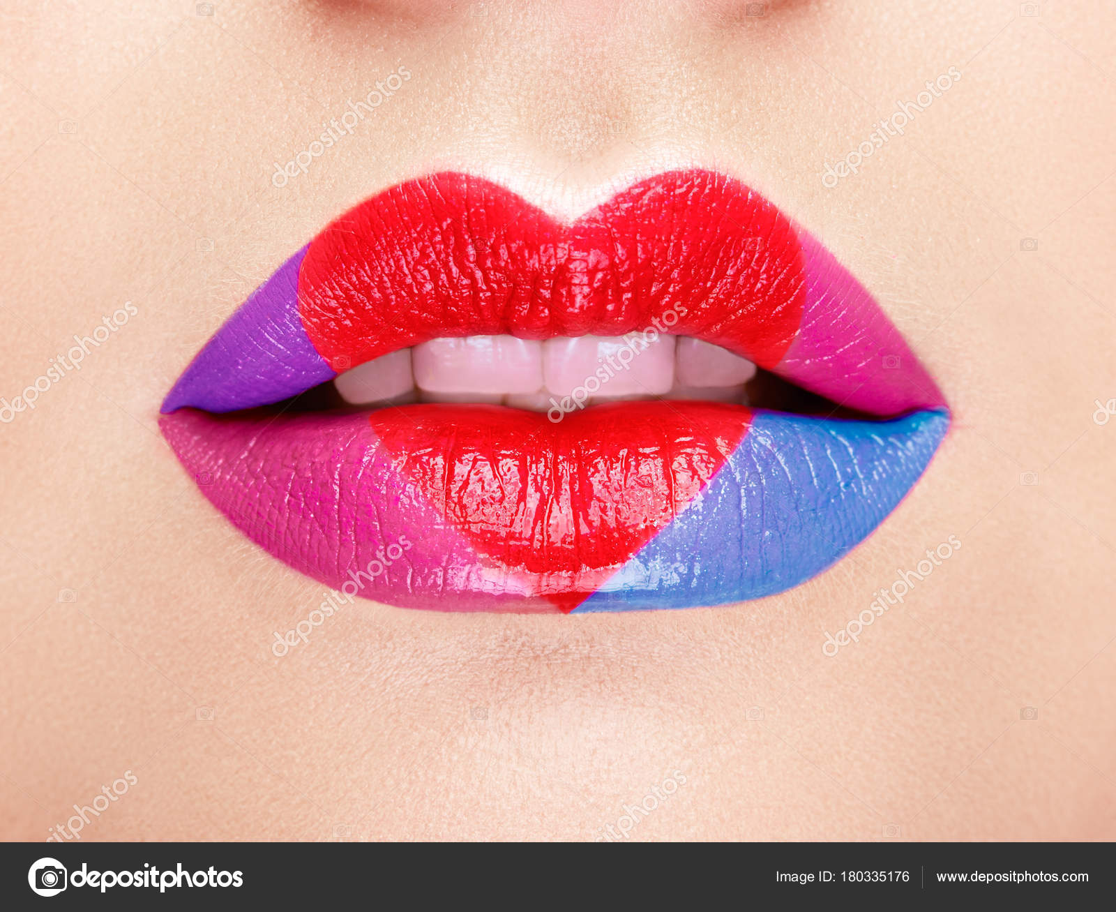 Lips painted with a lipstick heart — Stock Photo © heckmannoleg 180335176