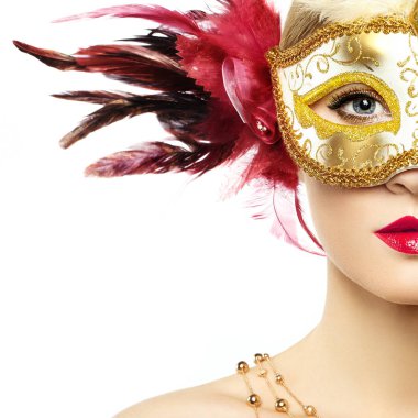 gizemli altın Venedik Maske güzel genç kadın