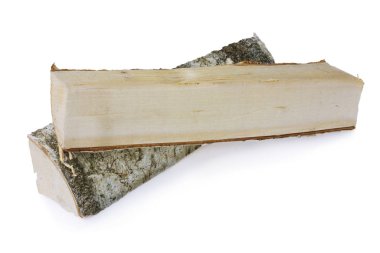 Ağaç gövdeleri, yakacak odun, beyaz arka planda.