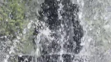 Fıskiyenin kasesinden su akar. Yaz. Tazeleyici etki