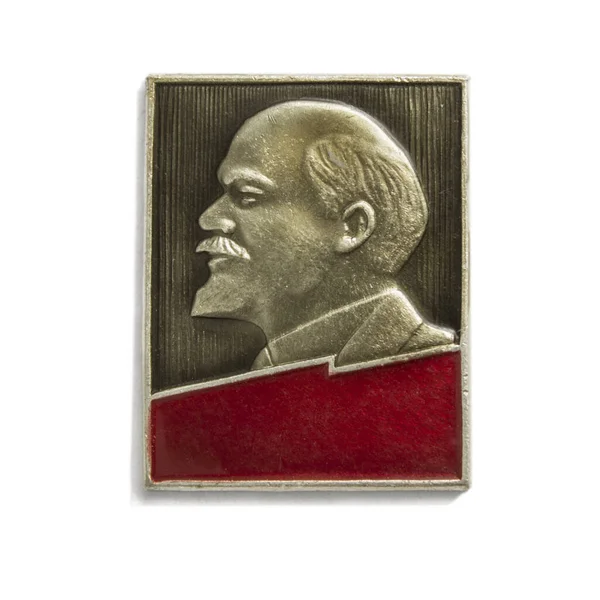 Moscow Russia Mar 2020 Soviet Metallic Badge Depicting Vladimir Ilyich — Stock Photo, Image