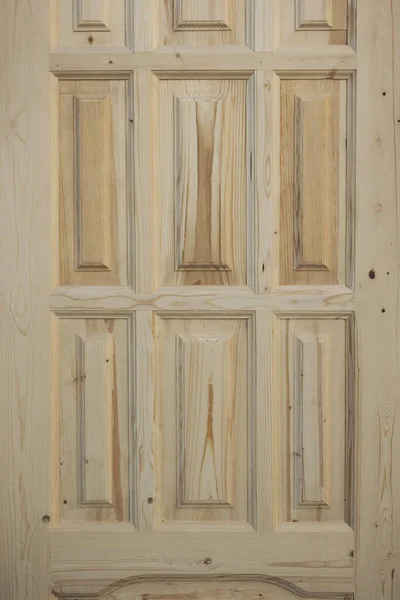 Фрагмент Деревянной Двери Хвойного Дерева Сделанный Столяром — стоковое фото