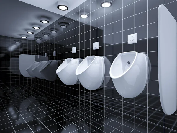 Общественный туалет с писсуарами — стоковое фото