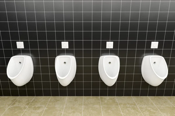 Openbaar toilet met urinoirs rij — Stockfoto