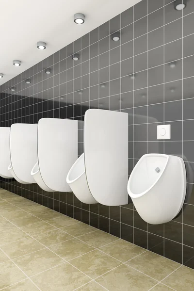 Pisuarlar satır ile genel tuvalet — Stok fotoğraf